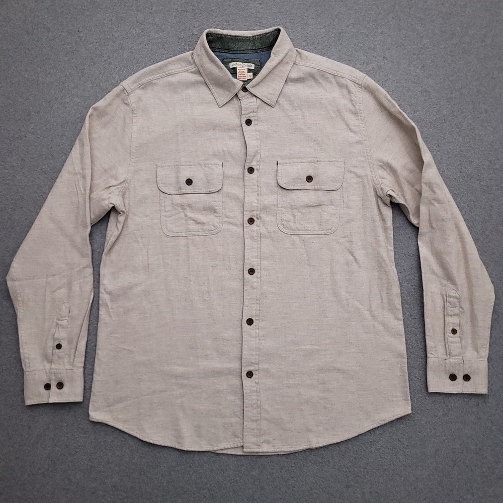 Carbon 2 Cobalt Flannel Shirt Mens M Yak Blend Button Up Beige
